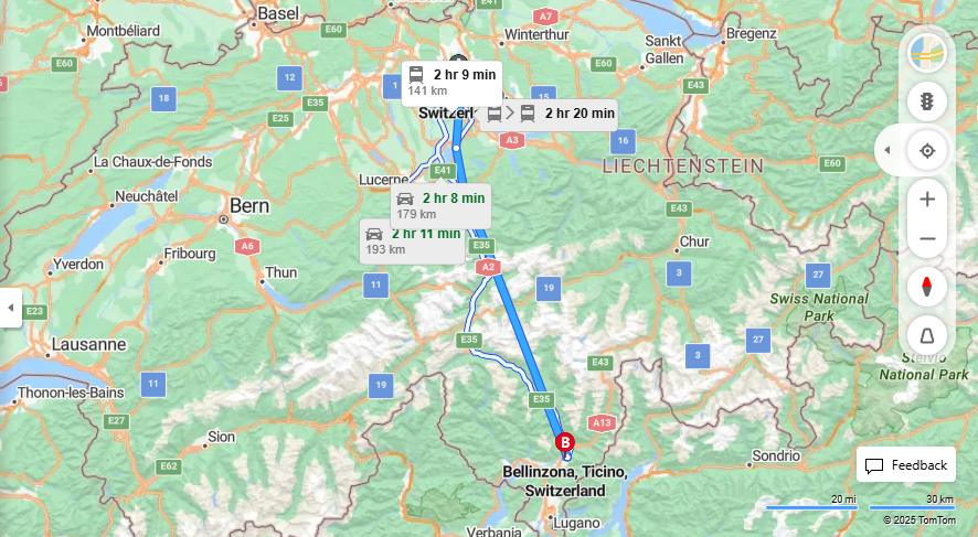 Anreise von Zurich Zu Bellinzona Über 

EC


