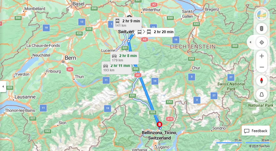 Anreise von Zurich Zu Bellinzona Über 

S24

EC


