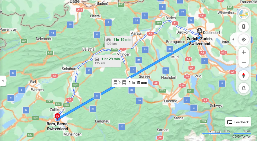 Anreise von Zurich Zu Bern Über 

4

IC81


