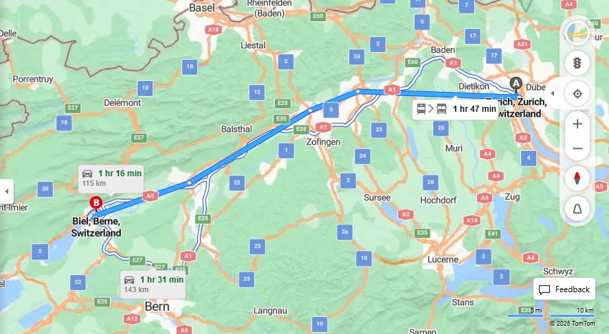 Anreise von Zurich Zu Biel/Bienne Über 

IC5



3


