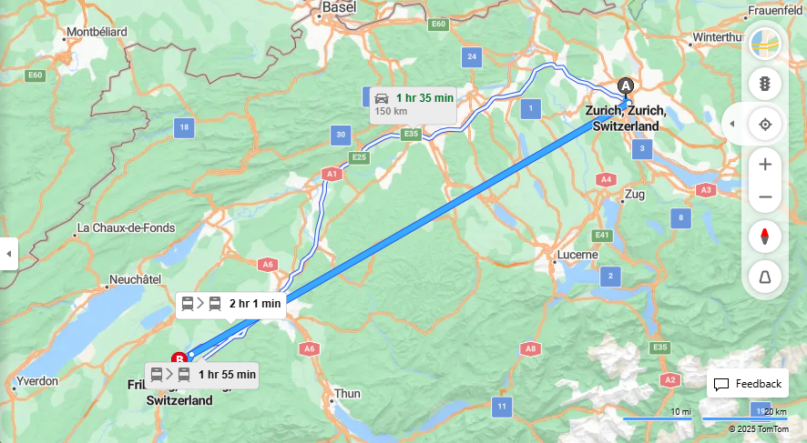 Anreise von Zurich Zu Fribourg Über 

IC81



RE2


