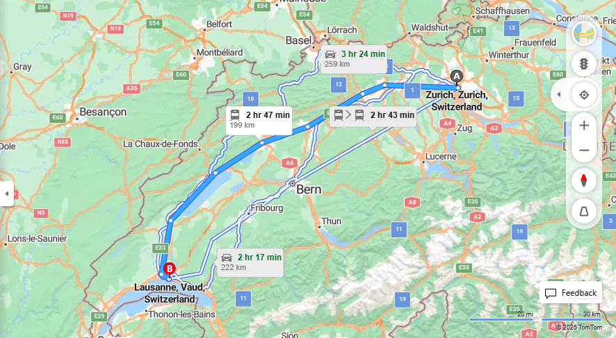 Anreise von Zurich Zu Lausanne Über 

IC5



