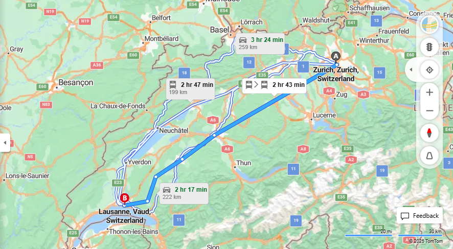 Anreise von Zurich Zu Lausanne Über 

IC81

IR15


