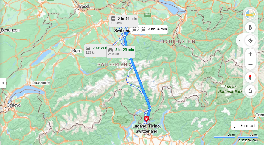 Anreise von Zurich Zu Lugano Über 

S24

EC


