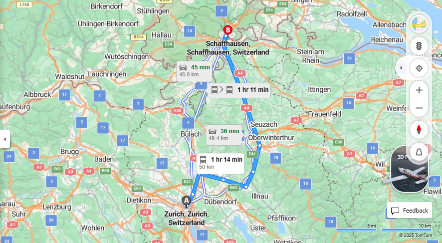 Anreise von Zurich Zu Schaffhausen Über 

S24



