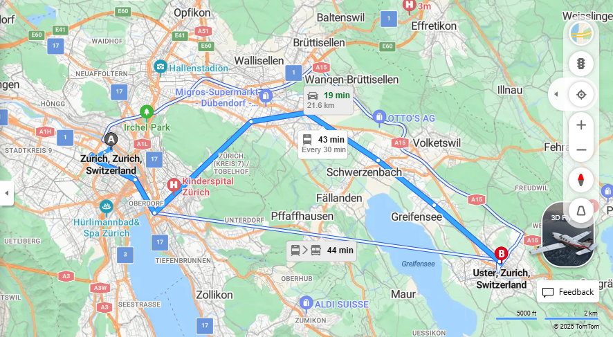 Anreise von Zurich Zu Uster Über 

S9


