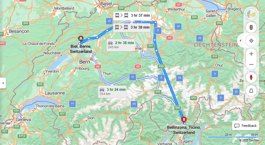 Anreise von Biel/Bienne Zu Bellinzona Über 

IC5

EC


