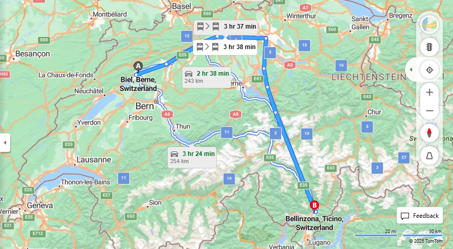 Anreise von Biel/Bienne Zu Bellinzona Über 

IC5

IC2


