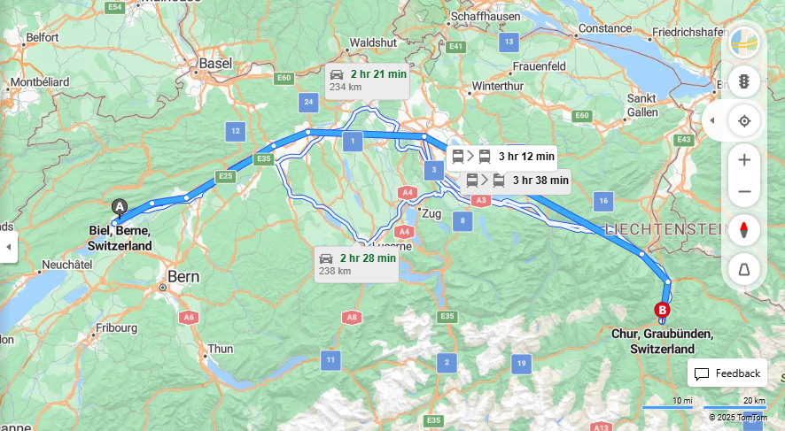 Anreise von Biel/Bienne Zu Chur Über 

IC5

IC3


