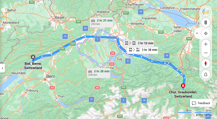 Anreise von Biel/Bienne Zu Chur Über 

IC5

IR35


