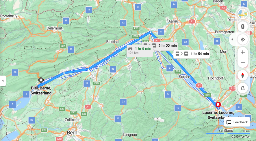 Anreise von Biel/Bienne Zu Lucerne Über 

IC5

IC21


