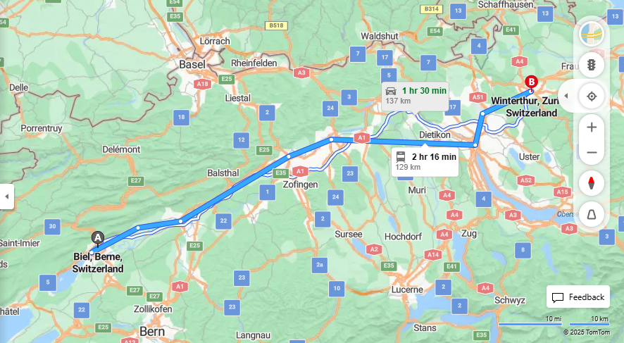 Anreise von Biel/Bienne Zu Winterthur Über 

IC5


