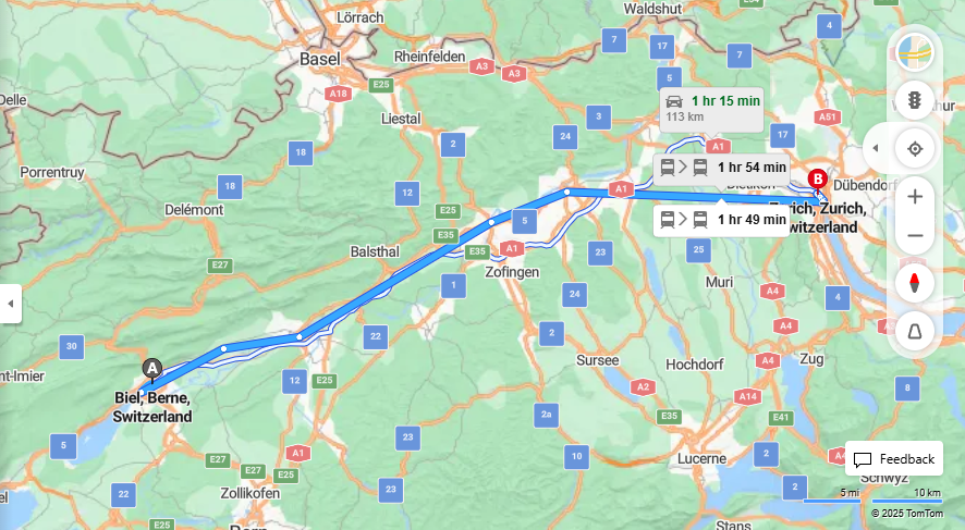 Anreise von Biel/Bienne Zu Zurich Über 

IC5

13


