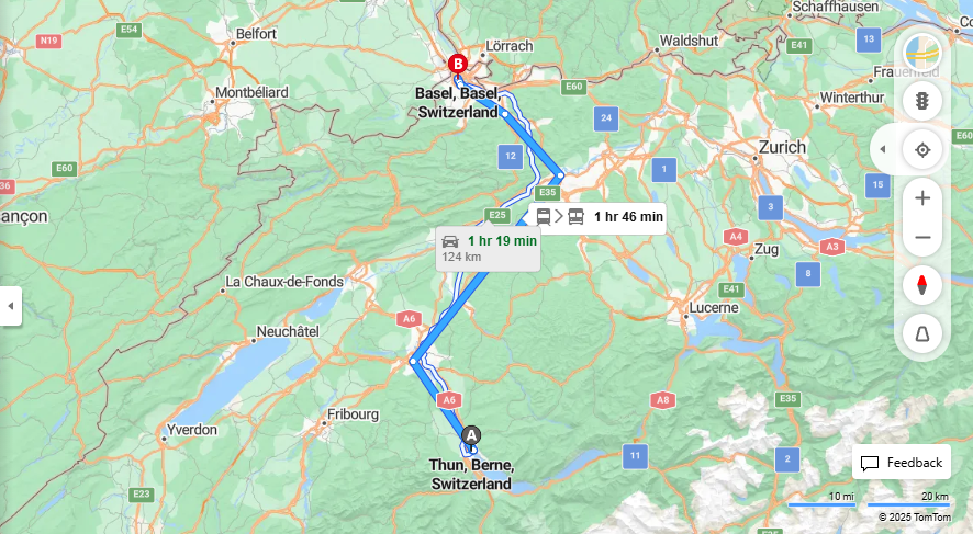 Anreise von Thun Zu Basel Über 

ICE

30


