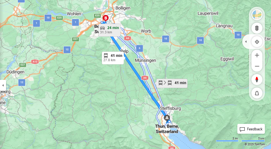 Anreise von Thun Zu Bern Über 

IC6


