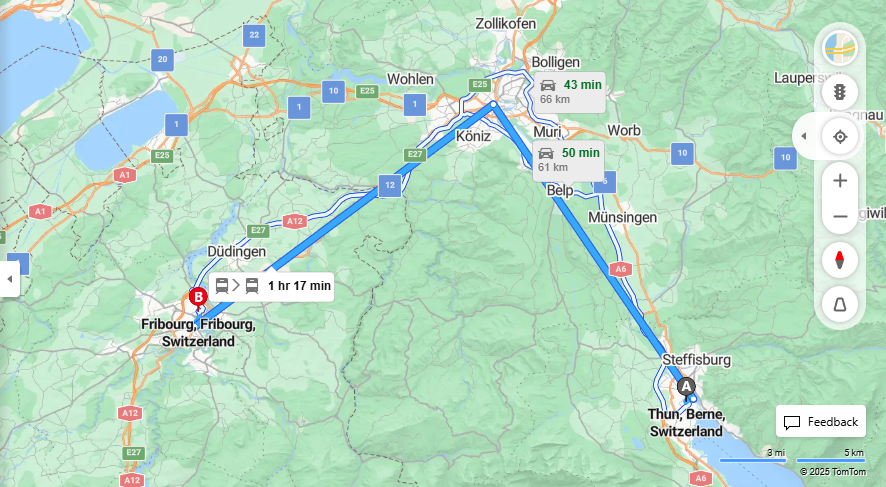 Anreise von Thun Zu Fribourg Über 

ICE

IR15


