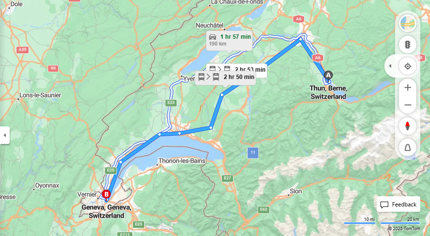 Anreise von Thun Zu Geneva Über 

IC8

IR15


