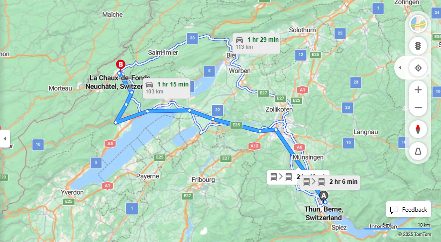 Anreise von Thun Zu La Chaux-de-Fonds Über 

IC6

IR66


