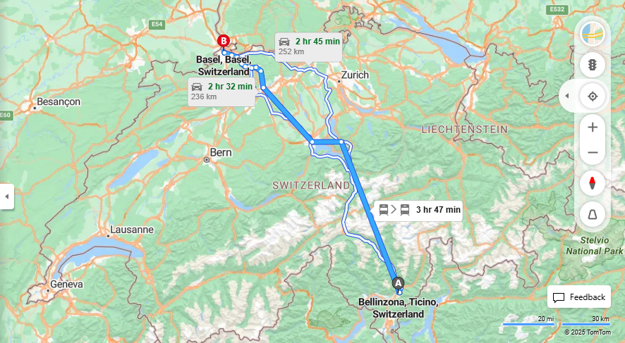 Anreise von Bellinzona Zu Basel Über 

IC21

S3


