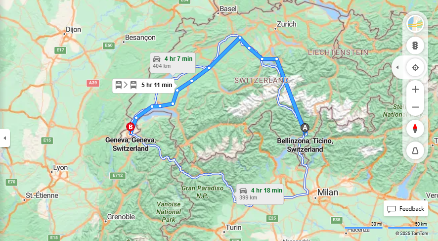 Anreise von Bellinzona Zu Geneva Über 

IC21

IR15


