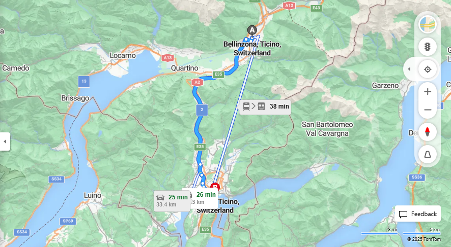 Anreise von Bellinzona Zu Lugano Über E35, Besso·Toll on route