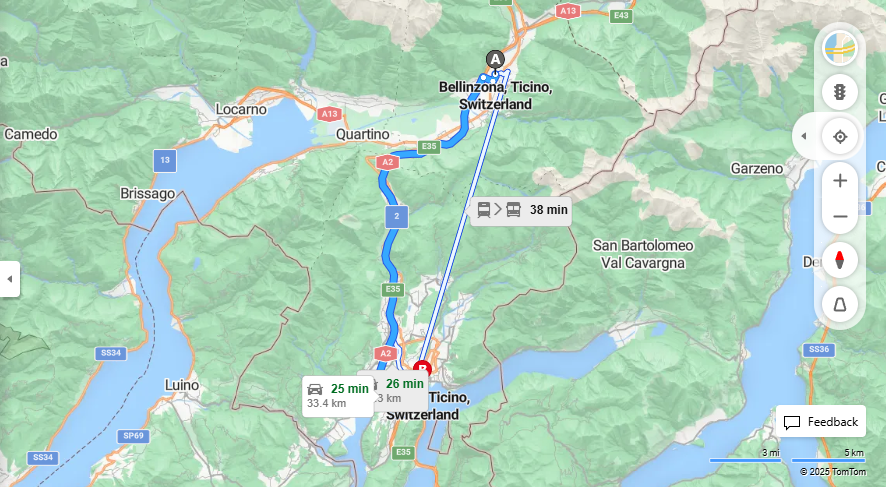 Anreise von Bellinzona Zu Lugano Über E35·Toll on route