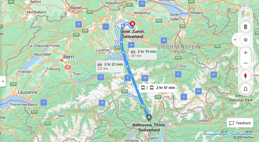 Anreise von Bellinzona Zu Uster Über 

IC2



S9


