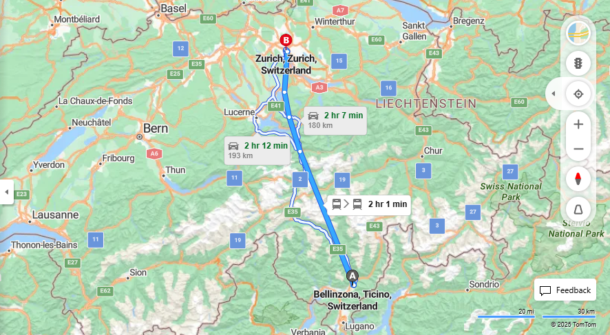 Anreise von Bellinzona Zu Zurich Über 

IC2

13


