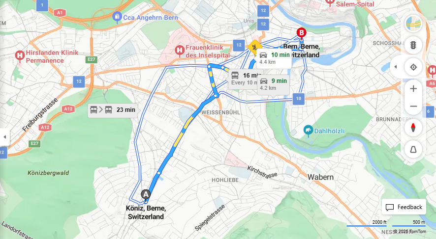 Anreise von Köniz Zu Bern Über Schwarzenburgstrasse, 10