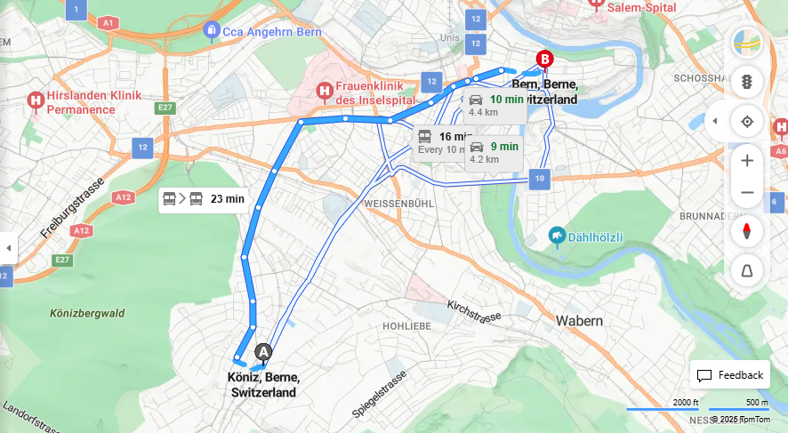 Anreise von Köniz Zu Bern Über 

17

12


