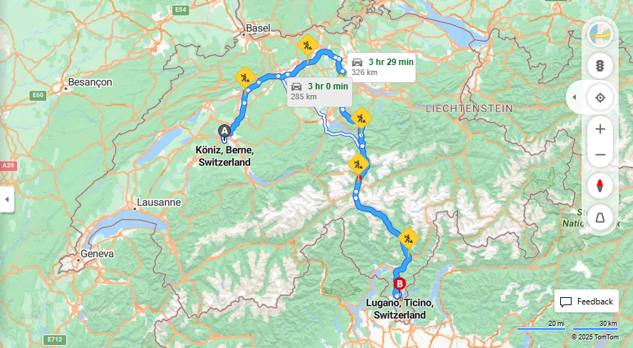 Anreise von Köniz Zu Lugano Über E35, E41·Toll on route