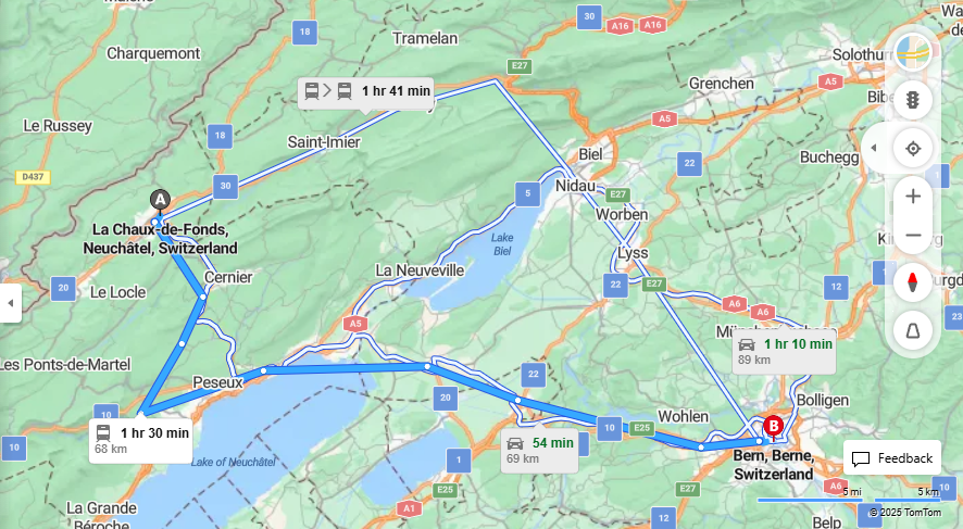 Anreise von La Chaux-de-Fonds Zu Bern Über 

IR66


