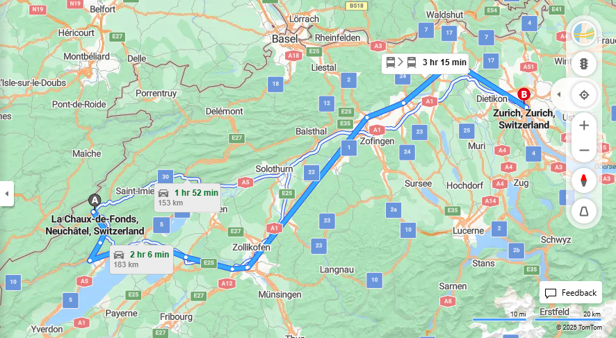 Anreise von La Chaux-de-Fonds Zu Zurich Über 

IR66



IR16



