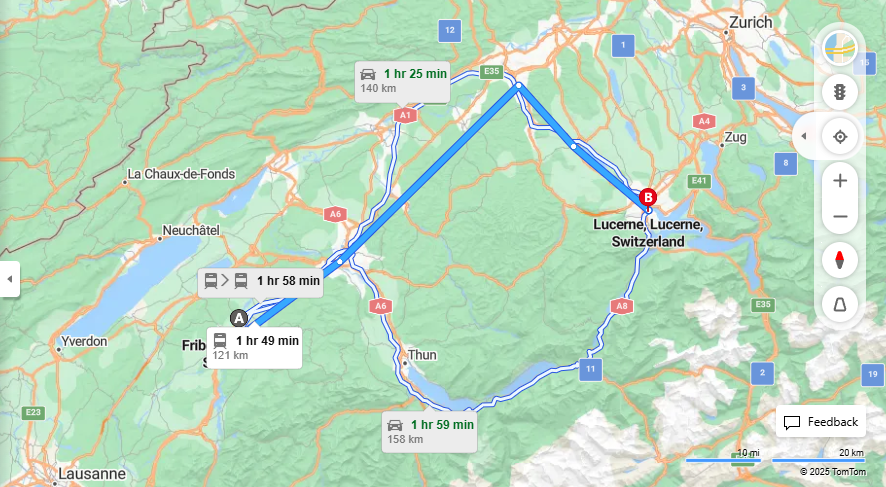 Anreise von Fribourg Zu Lucerne Über 

IR15


