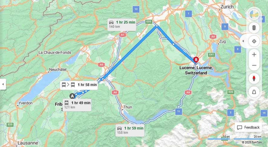 Anreise von Fribourg Zu Lucerne Über 

S1

IR15


