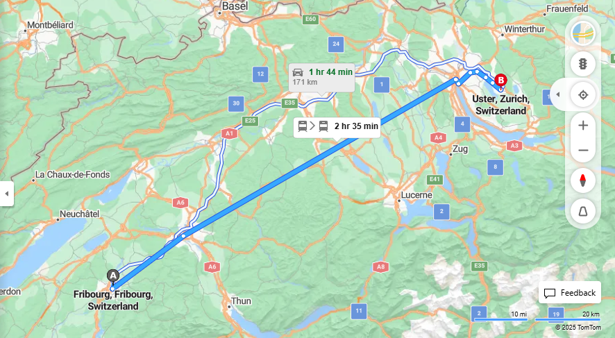 Anreise von Fribourg Zu Uster Über 

IC1

S9


