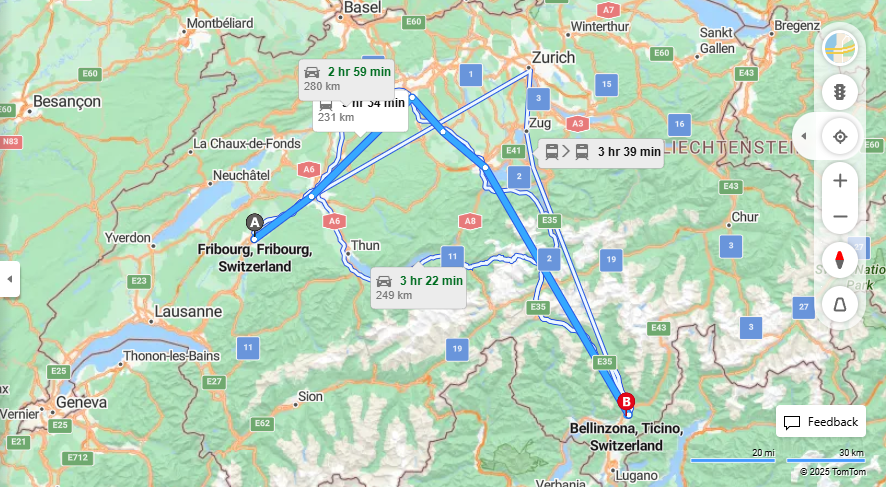 Anreise von Fribourg Zu Bellinzona Über 

IC


