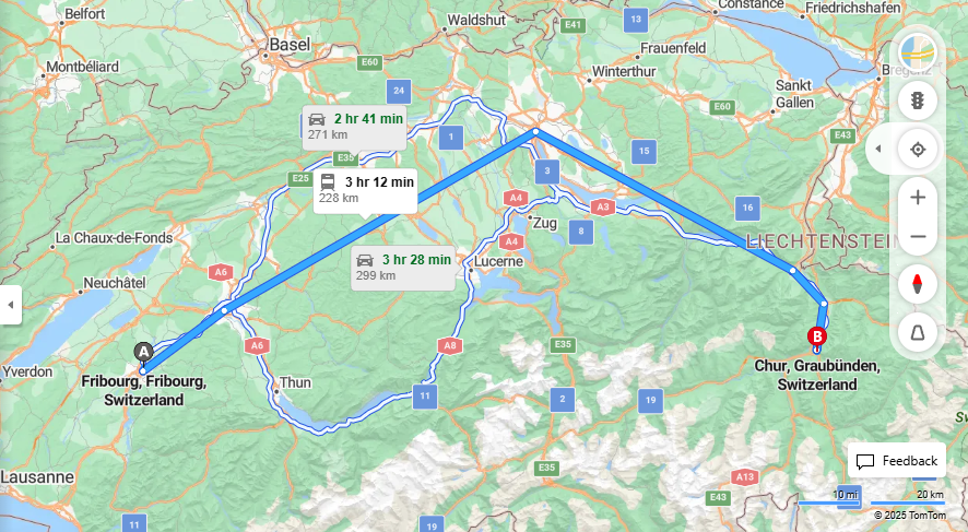 Anreise von Fribourg Zu Chur Über 

IC


