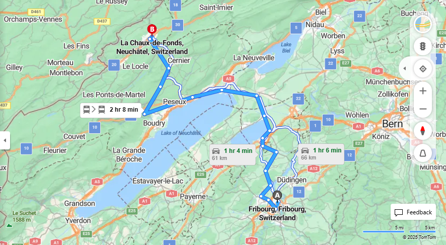 Anreise von Fribourg Zu La Chaux-de-Fonds Über 

S21

IR66


