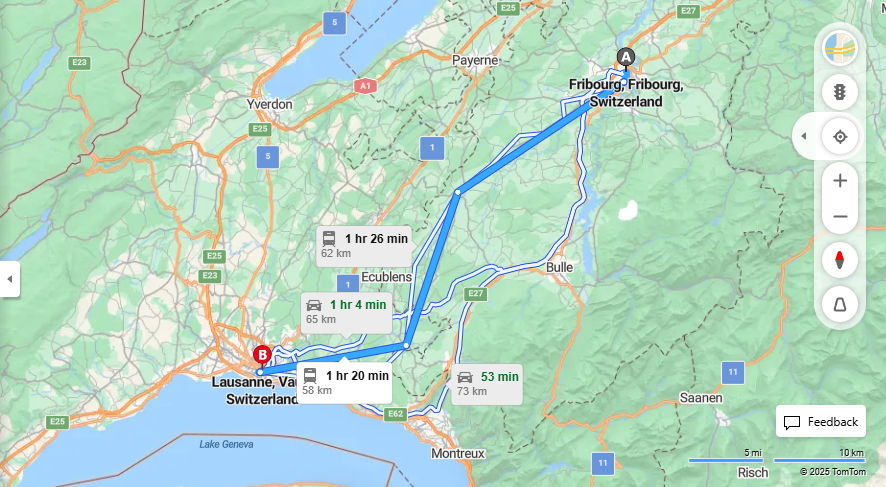 Anreise von Fribourg Zu Lausanne Über 

IR15


