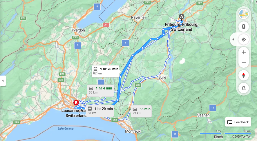 Anreise von Fribourg Zu Lausanne Über 

S40



