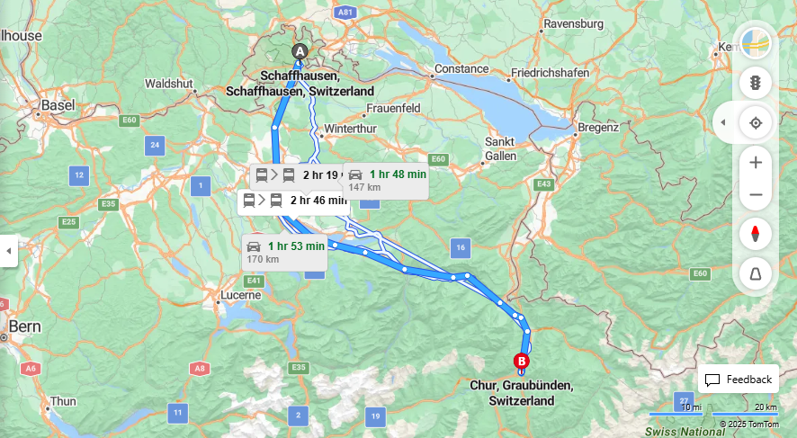 Anreise von Schaffhausen Zu Chur Über 

RE48

IR35


