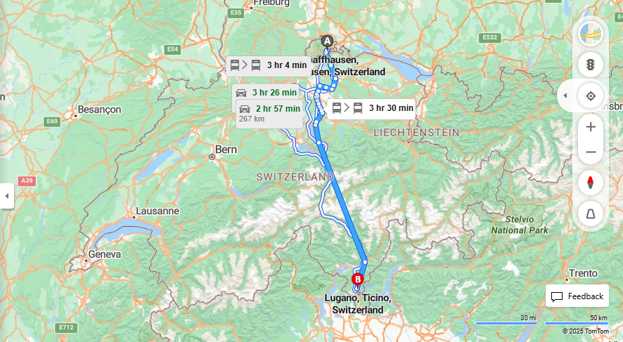 Anreise von Schaffhausen Zu Lugano Über 

S24

EC


