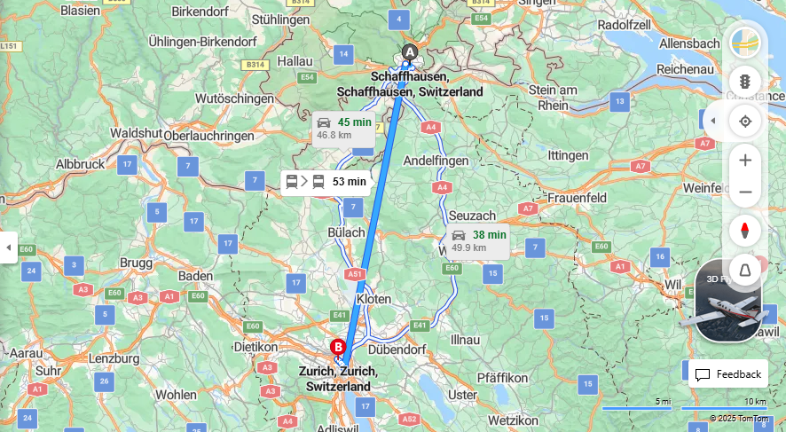 Anreise von Schaffhausen Zu Zurich Über 

IC

4


