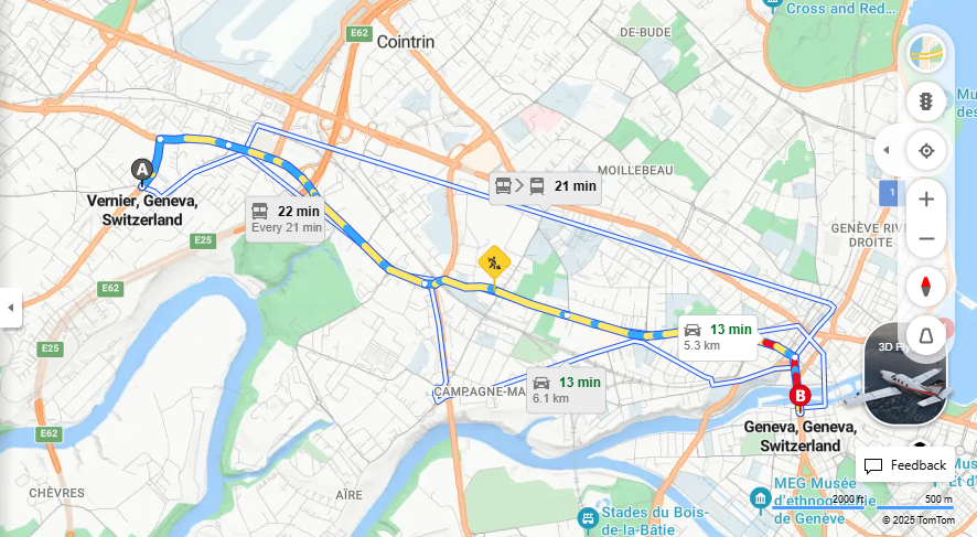 Anreise von Vernier Zu Geneva Über Route de Vernier, Rue de Lyon