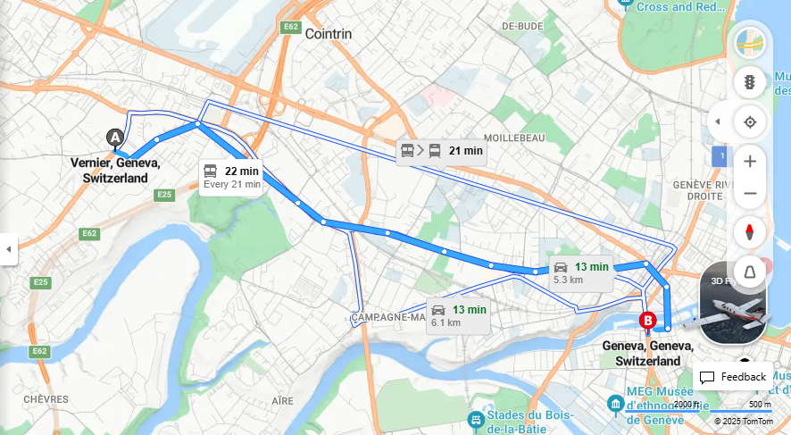Anreise von Vernier Zu Geneva Über 

19


