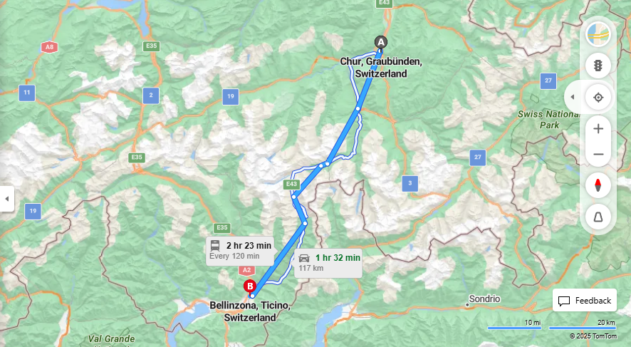 Anreise von Chur Zu Bellinzona Über 

171


