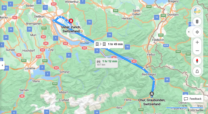 Anreise von Chur Zu Uster Über 

IC3



S9


