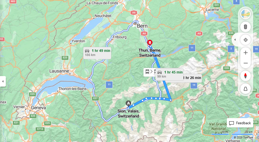 Anreise von Sion Zu Thun Über 

R91

IC6


