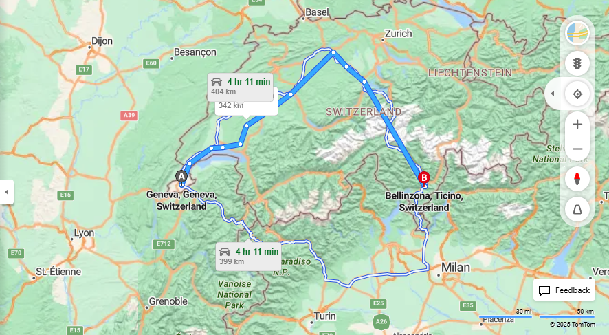 Anreise von Geneva Zu Bellinzona Über 

IC


